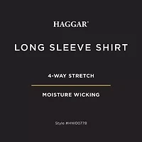 Haggar Stretch Twill Mens Long Sleeve Regular Fit Button-Down Shirt