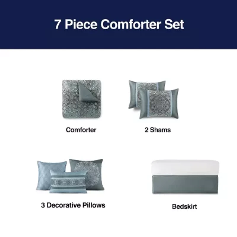 Broadhaven Brimsley 7-pc. Medallion Embellished Embroidered Comforter Set