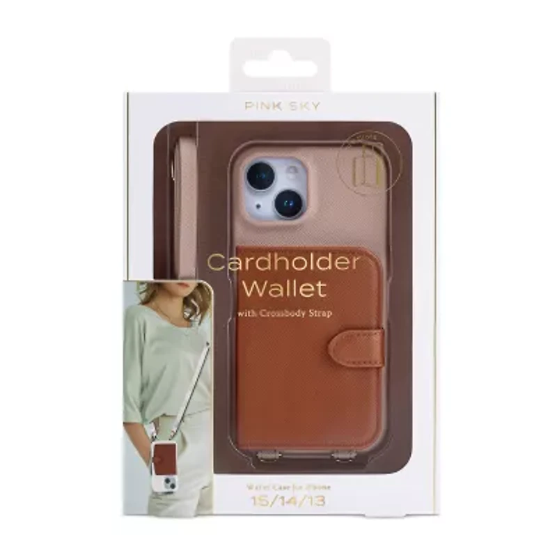 Pink Sky Cardholder Wallet Case with Crossbody Strap