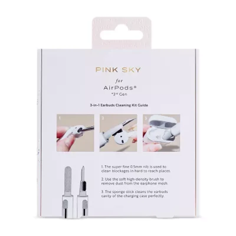 Pink Sky Pressed Flower Airpod Case with Cleaning Kit
