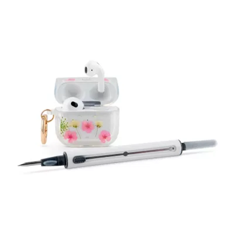 Pink Sky Pressed Flower Airpod Case with Cleaning Kit