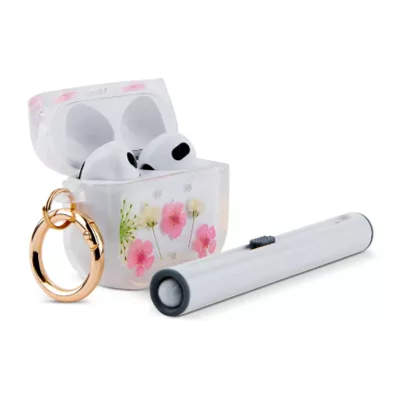 Pink Sky Pressed Flower Airpod Case with Cleaning Kit