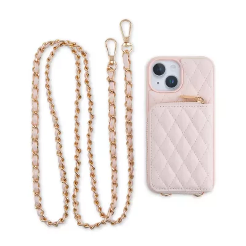 Pink Sky Puffy Leather Cardholder Wallet Case with Crossbody Strap