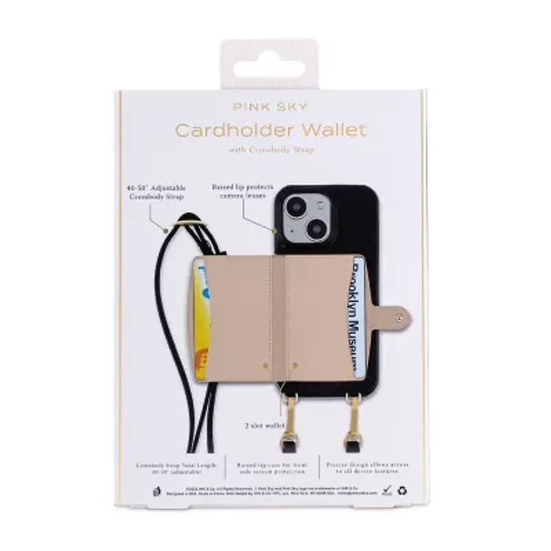 Pink Sky iPhone 16 Promax Wallet Case with Crossbody Strap