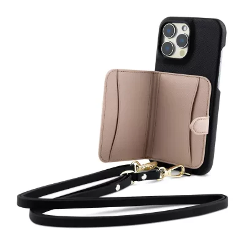 Pink Sky iPhone 16 Promax Wallet Case with Crossbody Strap