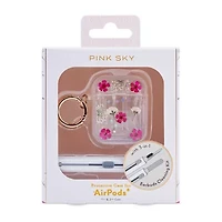Pink Sky Pressed Flower Airpod Case with Cleaning Kit