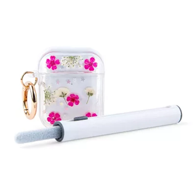 Pink Sky Pressed Flower Airpod Case with Cleaning Kit