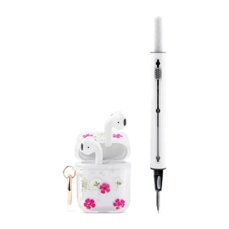 Pink Sky Pressed Flower Airpod Case with Cleaning Kit