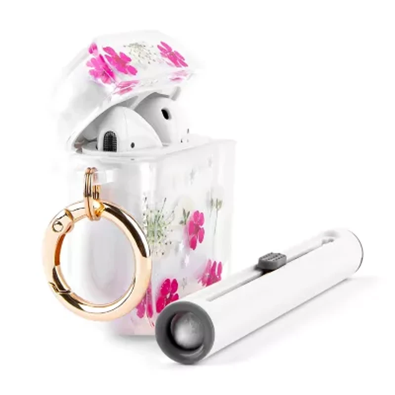 Pink Sky Pressed Flower Airpod Case with Cleaning Kit