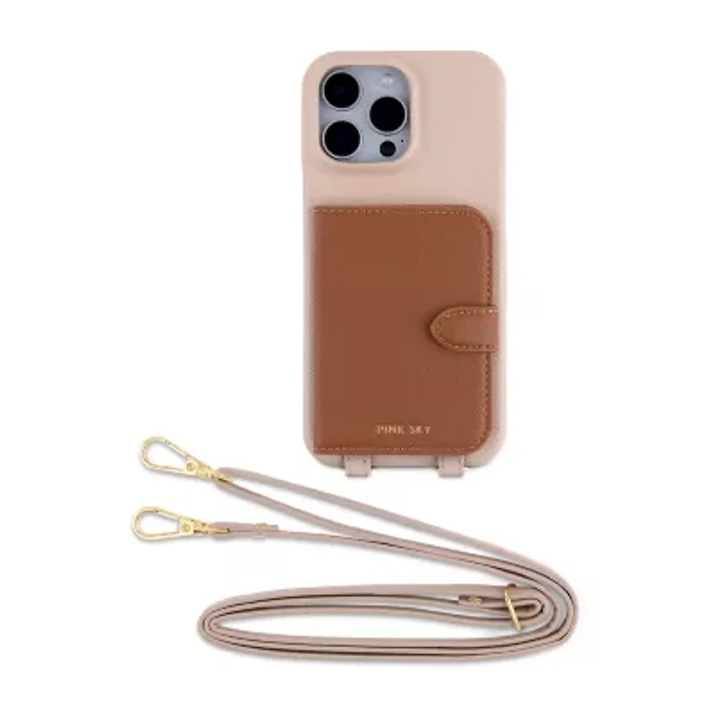 Pink Sky iPhone 16 Promax Wallet Case with Crossbody Strap