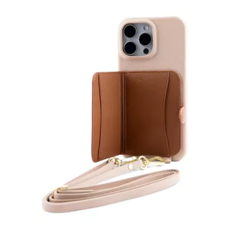 Pink Sky iPhone 16 Promax Wallet Case with Crossbody Strap