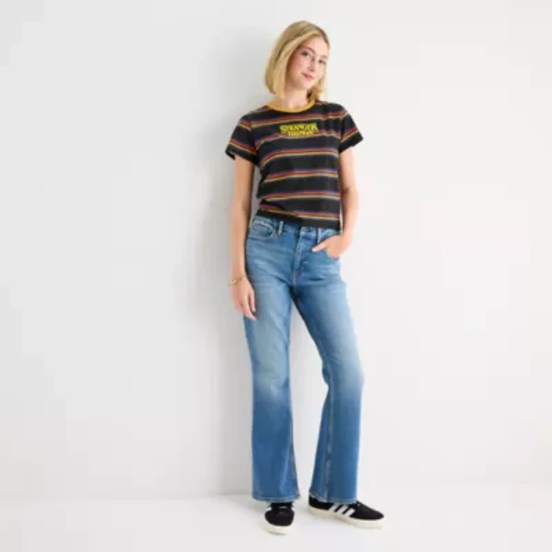 Stranger Things Ringer Tee Womens Juniors Crew Neck Short Sleeve Fitted Graphic T-Shirt