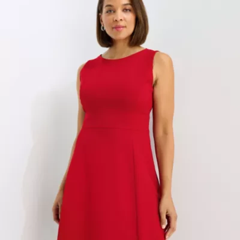 Black Label by Evan-Picone Womens Sleeveless Midi Fit + Flare Dress