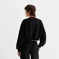 Arizona Bubble Hem Womens Juniors V Neck Long Sleeve Sweatshirt