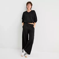 Arizona Bubble Hem Womens Juniors V Neck Long Sleeve Sweatshirt