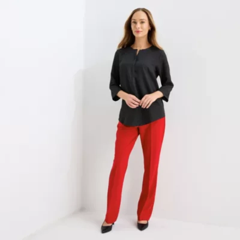 Liz Claiborne Womens V Neck 3/4 Sleeve Blouse