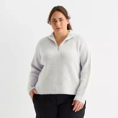 Stylus Plus Womens Mock Neck Long Sleeve Pullover Sweater