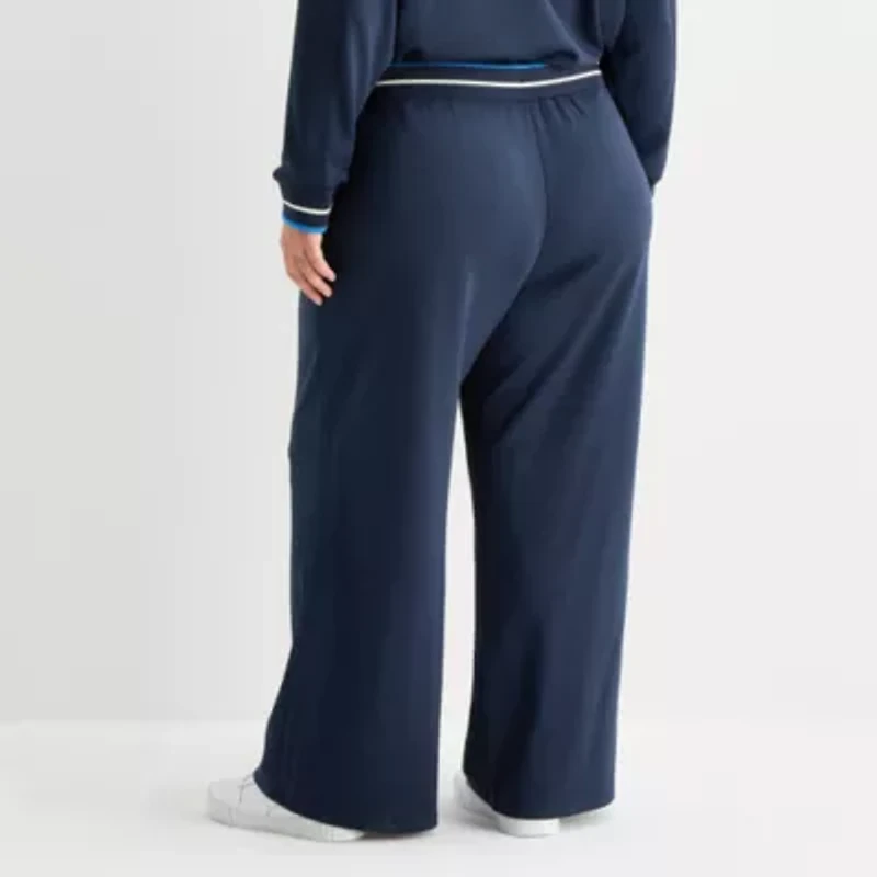 Stylus Womens Plus Wide Leg High Rise Track Pant