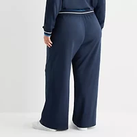 Stylus Womens Plus Wide Leg High Rise Track Pant