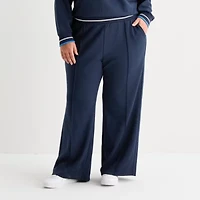 Stylus Womens Plus Wide Leg High Rise Track Pant