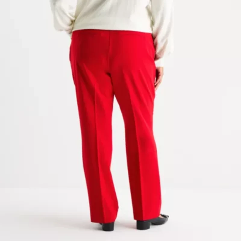 Liz Claiborne Audra Tailored Womens Plus Stretch Fabric Straight Mid Rise Trouser