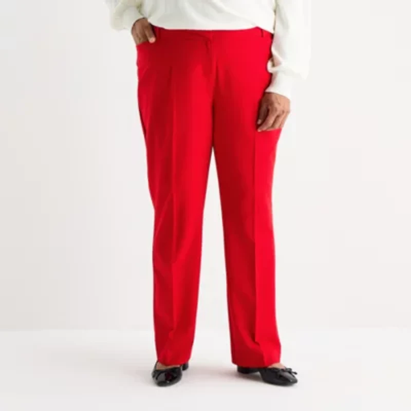 Liz Claiborne Audra Tailored Womens Plus Stretch Fabric Straight Mid Rise Trouser