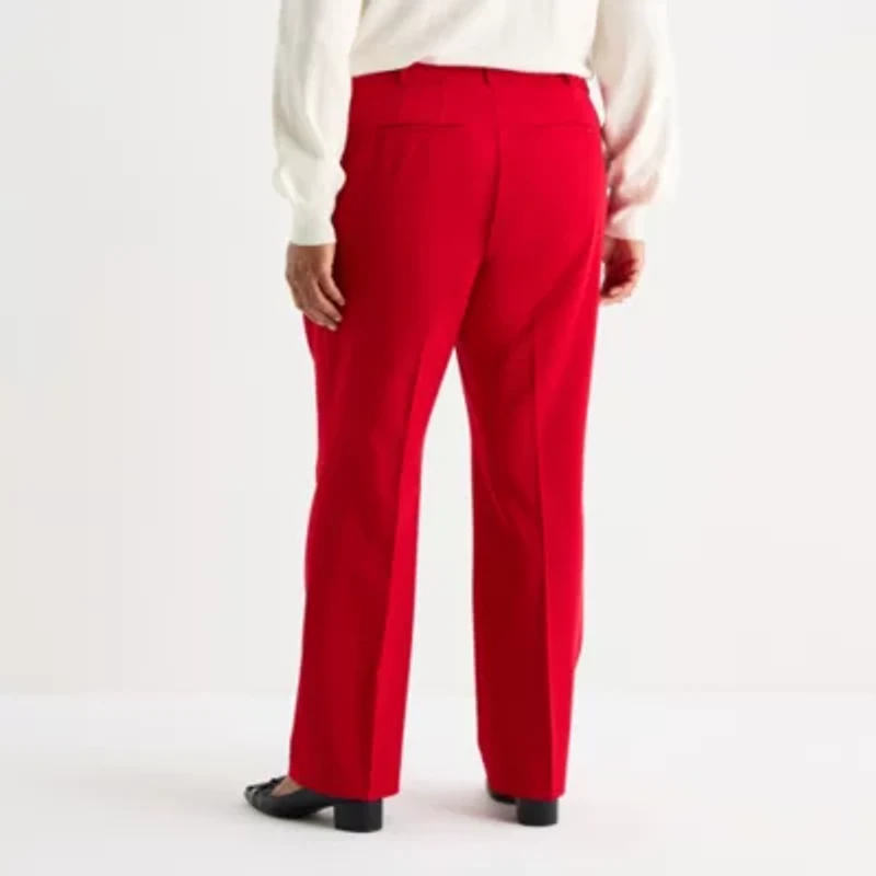 Liz Claiborne Audra Tailored Curvy Womens Plus Stretch Fabric Straight Mid Rise Trouser
