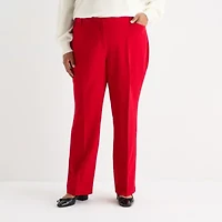 Liz Claiborne Audra Tailored Curvy Womens Plus Stretch Fabric Straight Mid Rise Trouser