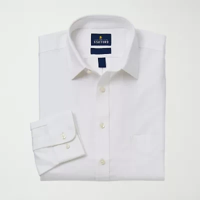 Stafford Premium Mens Regular Fit Stretch Fabric Wrinkle Free Long Sleeve Dress Shirt