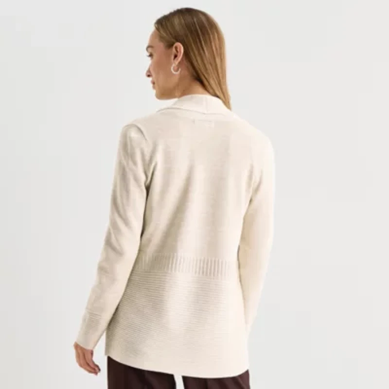 Liz Claiborne Womens Long Sleeve Open Front Tall Cardigan