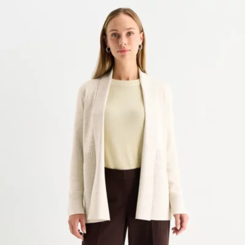 Liz Claiborne Womens Long Sleeve Open Front Tall Cardigan