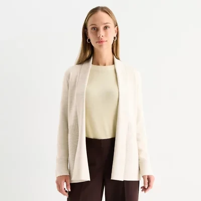 Liz Claiborne Womens Long Sleeve Open Front Tall Cardigan