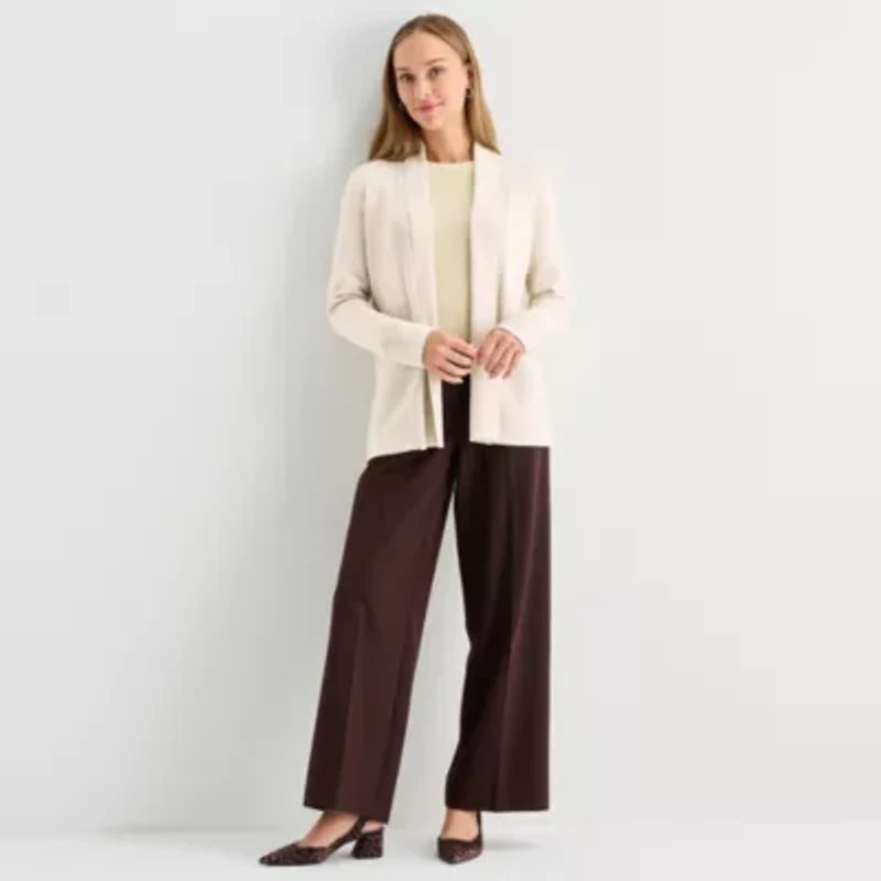 Liz Claiborne Womens Long Sleeve Open Front Tall Cardigan