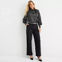 Liz Claiborne Tall Womens Split Tie Neck Long Sleeve Pullover Sweater