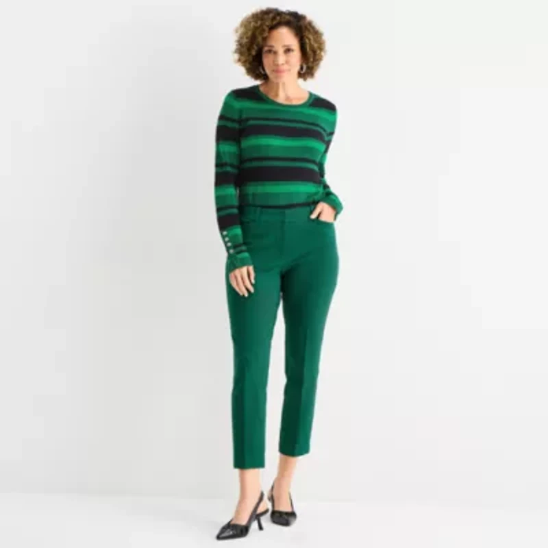 Liz Claiborne Emma Ponte Womens Tall Ankle Mid Rise Pant
