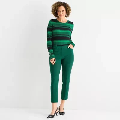 Liz Claiborne Emma Ponte Womens Tall Ankle Mid Rise Pant
