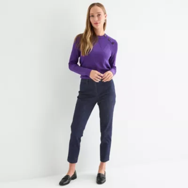 Liz Claiborne Emma Denim Womens Stretch Fabric Ankle Mid Rise Pant