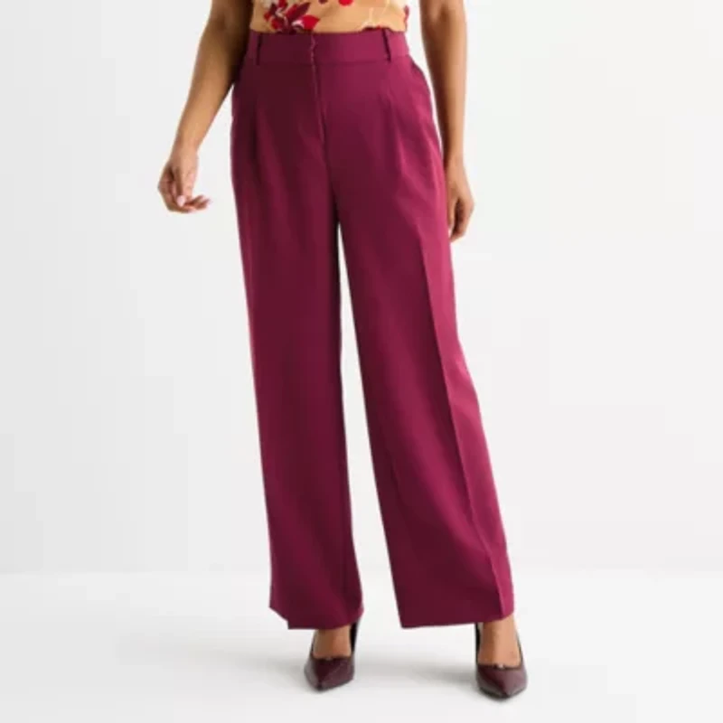 Liz Claiborne Womens Wide Leg Mid Rise Trouser