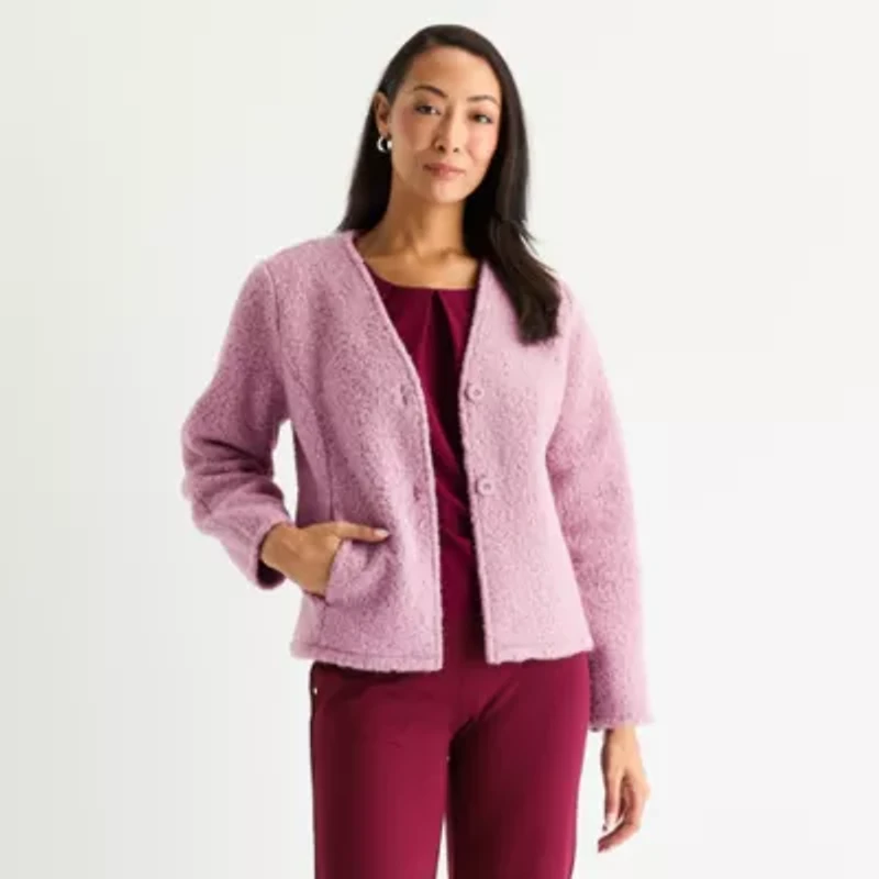 Liz Claiborne Womens Petite Lightweight Overcoat