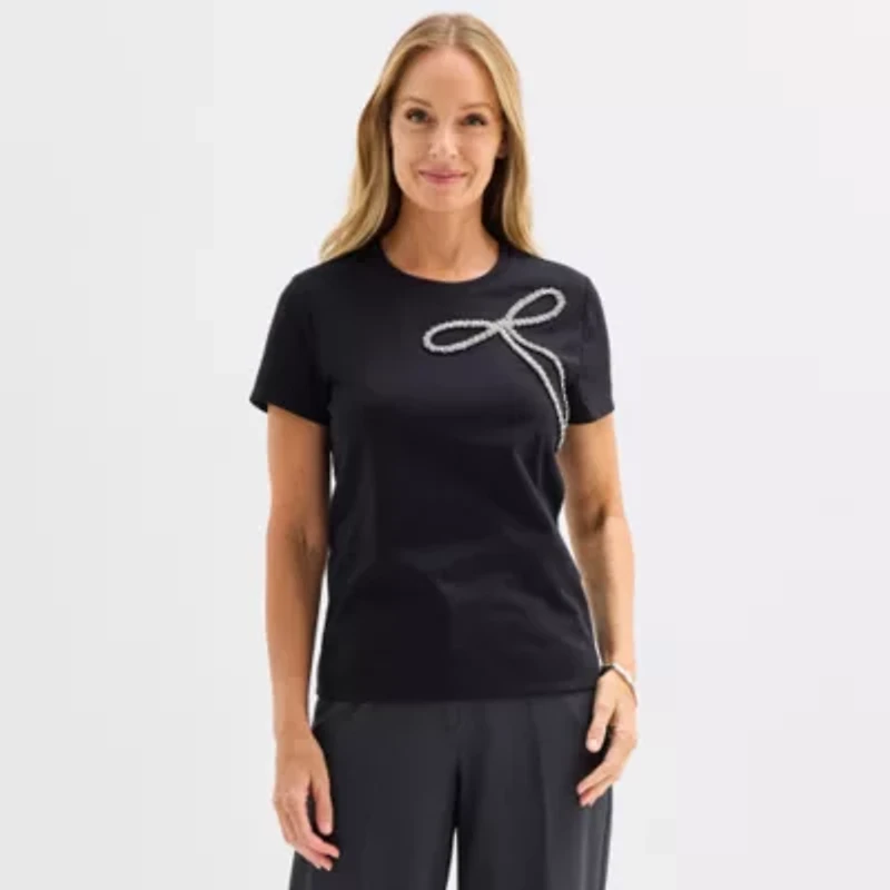 Liz Claiborne Womens Crew Neck Short Sleeve T-Shirt