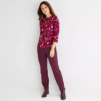 Liz Claiborne Womens Plus Crew Neck 3/4 Sleeve Blouse