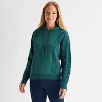 Liz Claiborne Plus Womens Hooded Long Sleeve Pullover Sweater