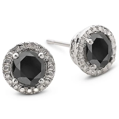 2 CT. T.W. Color-Enhanced Black Diamond Stud Earrings