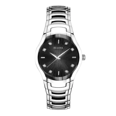 Bulova® Womens Silver-Tone Diamond-Accent Watch 96P146