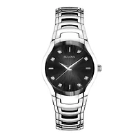 Bulova® Womens Silver-Tone Diamond-Accent Watch 96P146