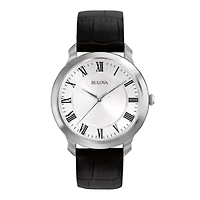 Bulova Classic Mens Black Leather Strap Watch 96a133