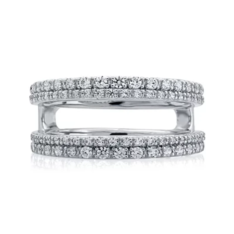 1/2 CT. T.W. Diamond 14K White Gold Double-Row Ring Wrap