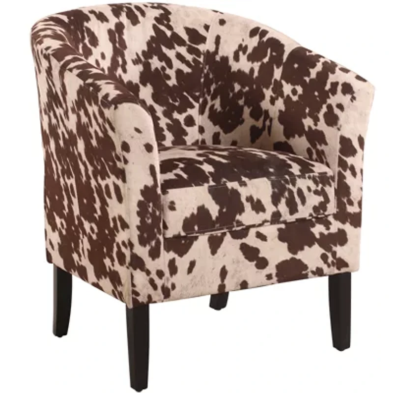 Cowprint Upholstered Club Chair