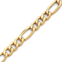 Made in Italy Mens 10K Gold 8 1/2 Inch Figaro Chain Bracelet