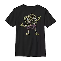 Little & Big Kid Boys Crew Neck Short Sleeve Regular Fit Spongebob Graphic T-Shirt